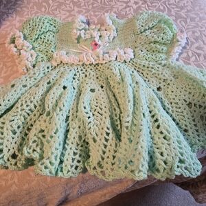 Mint Green Crochet Baby Dress
